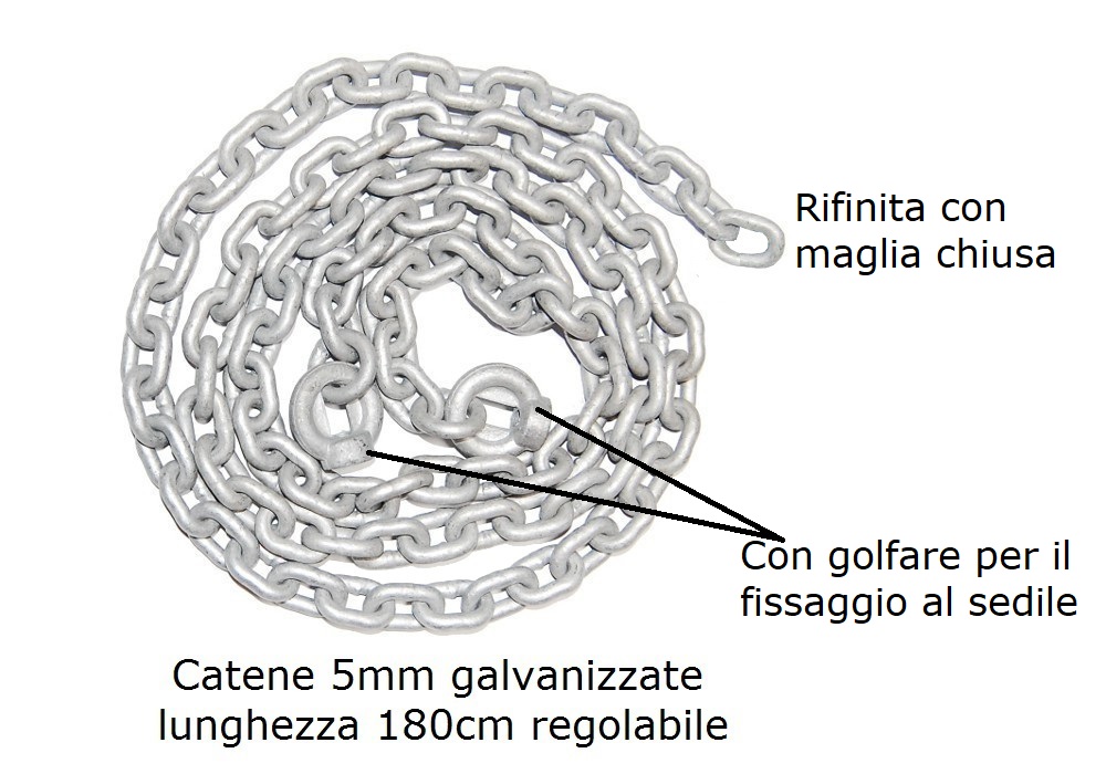 (image for) 1 paio di catene galvanizzato 6mm 1,80M for sedile in gomma